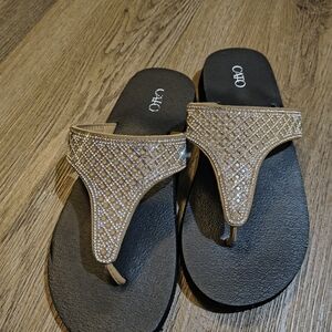 Cato Black and Gold Embellished Sandals